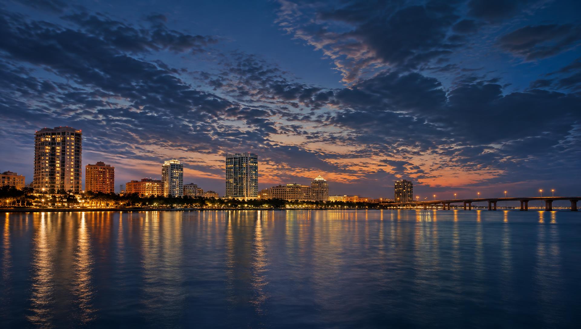 Fort Myers waterfront at blue hour